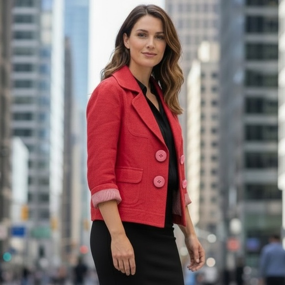 Peter Nygard Jackets & Blazers - Peter Nygard Vibrant Red Blazer size 10 #retro #vintage #business casual